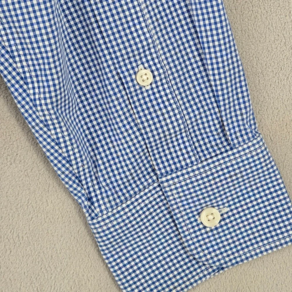 J. Crew Mens M 15-15.5 Thompson Blue Gingham Button Down Flex Wrinkle Free Shirt